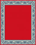 Crimson Cream Navy Scrollwork Border Rug