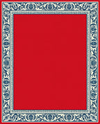 Crimson Cream Navy Scrollwork Border Rug