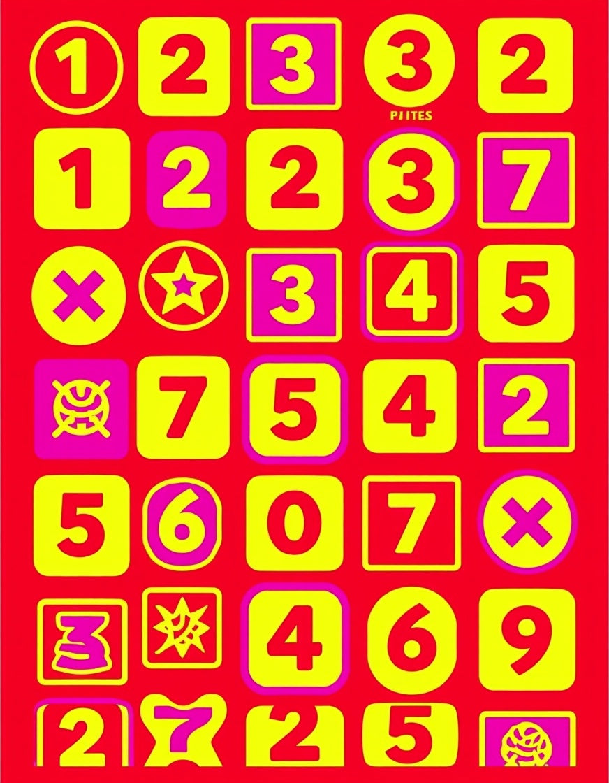 Bright Red Yellow Pop Numbers Rug