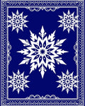 Deep Blue Snowflake Mandala Border Rug
