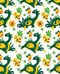 Cute Green Yellow Dinosaur Friends Rug