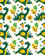 Cute Green Yellow Dinosaur Friends Rug