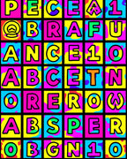 Vibrant Multicolor Bold Letter Collage Rug