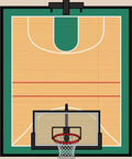 Classic Wood Court Basketball Arena Rug