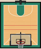 Classic Wood Court Basketball Arena Rug
