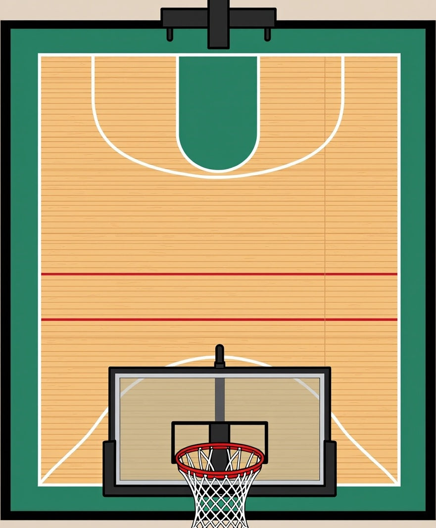 Classic Wood Court Basketball Arena Rug
