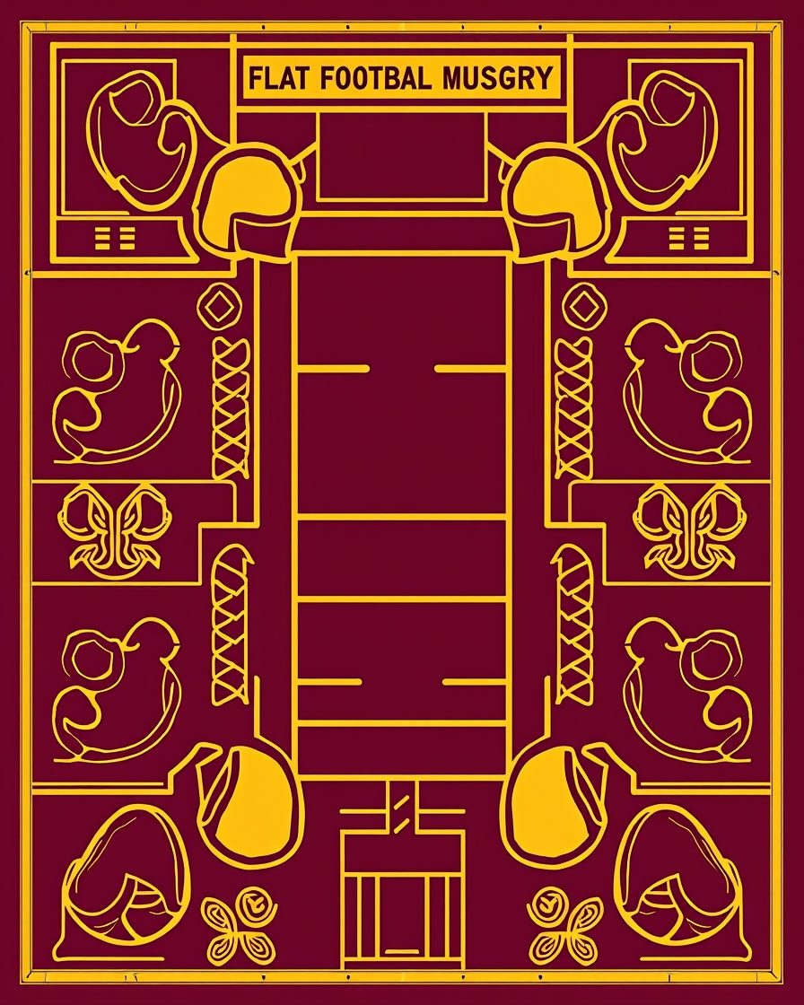 Crimson Yellow Football Field Elements Rug