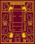 Crimson Yellow Football Field Elements Rug