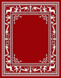 Crimson Deer and Branch Border Rug