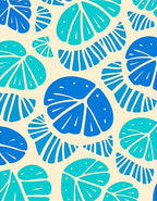Dappled Blue Citrus Slice Arrangement Rug