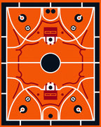 Orange Abstract Geometric Court Rug