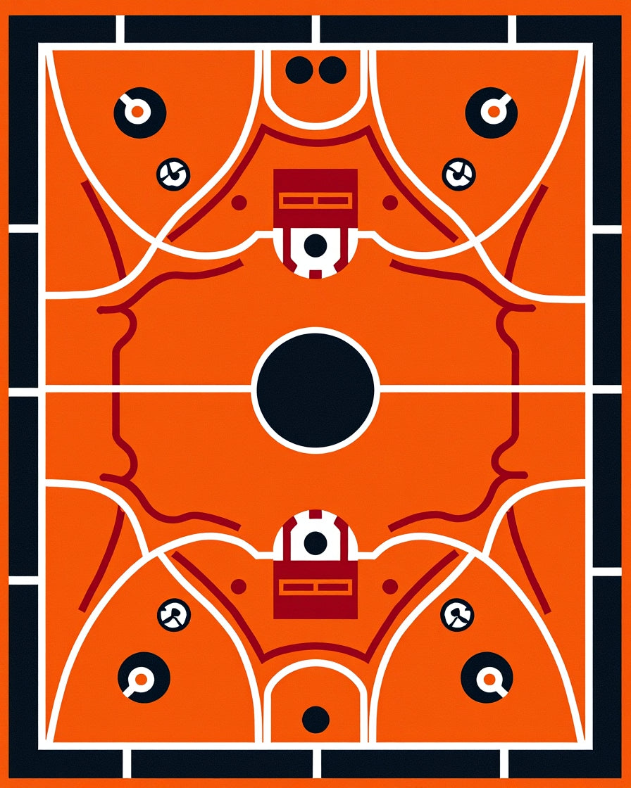 Orange Abstract Geometric Court Rug