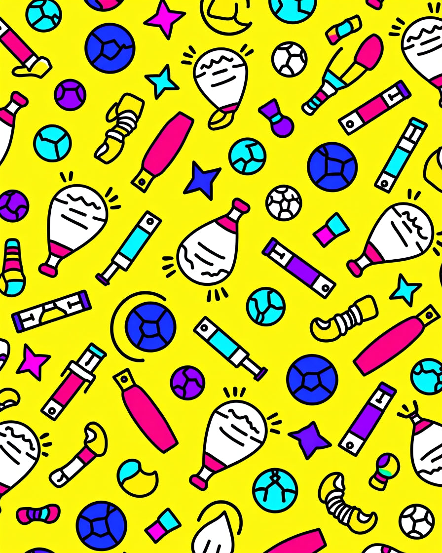Bold Graphic Whimsical Retro Icons Rug