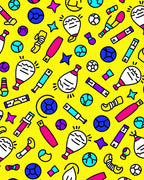 Bold Graphic Whimsical Retro Icons Rug