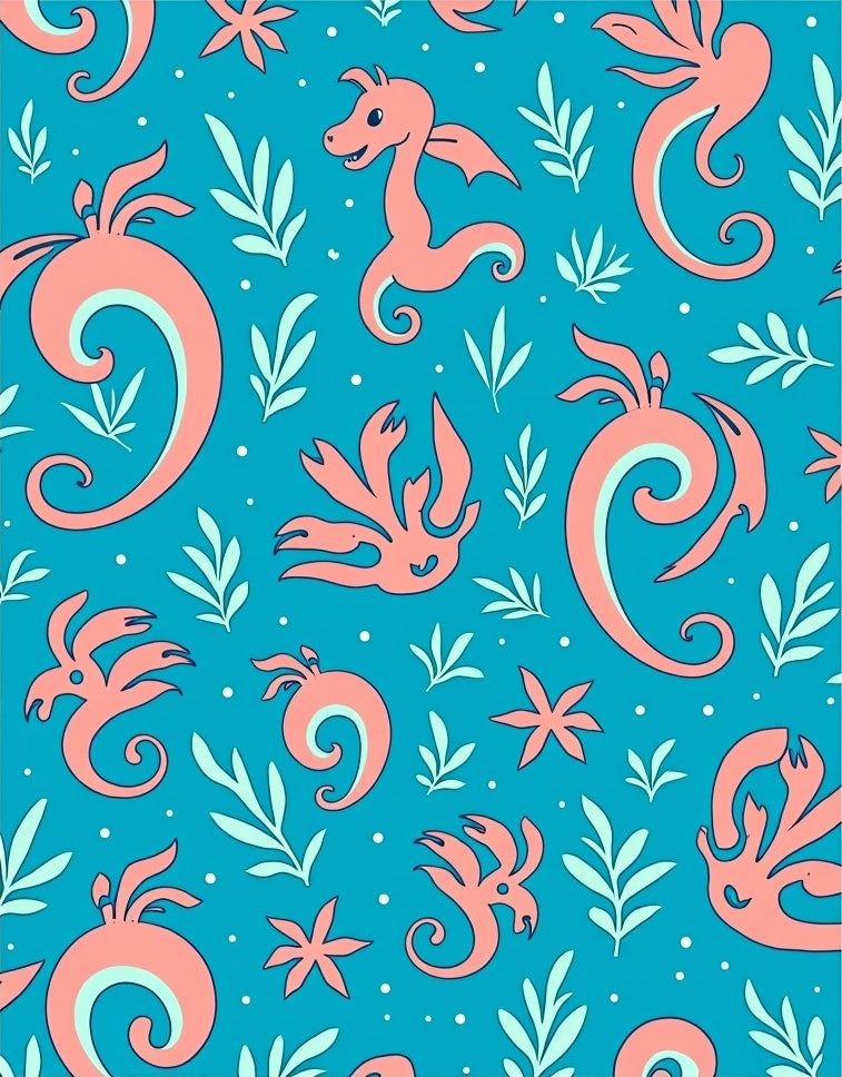 Coral Dragon and Flora Aqua Rug