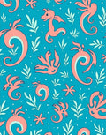 Coral Dragon and Flora Aqua Rug