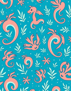 Coral Dragon and Flora Aqua Rug