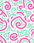 Retro Pink Aqua Swirls Geometric Rug