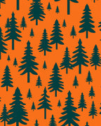 Forest Green Pine Trees Orange Rug