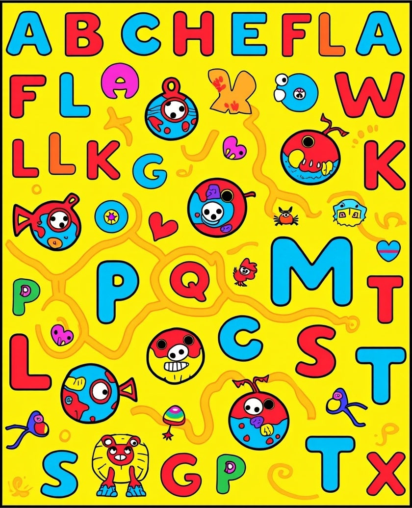 Playful Alphabet Animals Yellow Rug