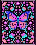 Vibrant Butterfly Floral Medallion Black Rug