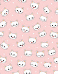Kawaii White Cats Pink Polka Dot Background Rug