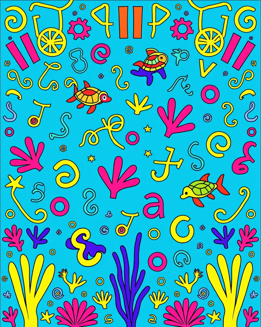 Underwater scene with turtles and flora Rug
