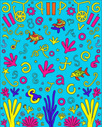 Underwater scene with turtles and flora Rug
