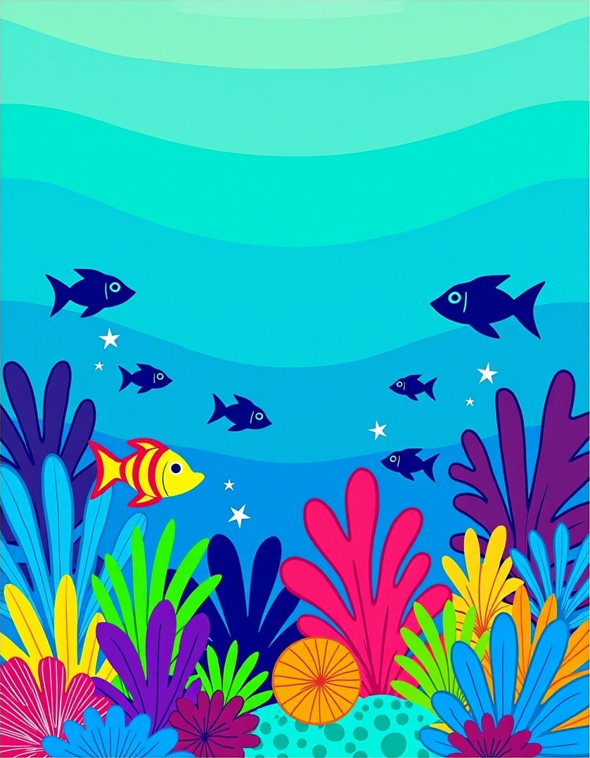 Vibrant Coral Reef Underwater Scene Rug