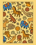 Playful Safari Animals Yellow Scatter Rug