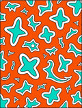 Bold Orange Teal Irregular Shapes Rug