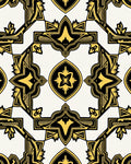 Golden Black Ornate Medallion Art Deco Rug