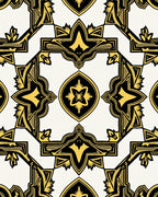 Golden Black Ornate Medallion Art Deco Rug