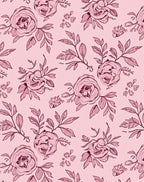 Pink Rose Branch Illustration Rug