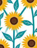 Golden Sunflowers Teal Leaf Garden Rug