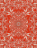 Crimson White Floral Mandala Lace Rug