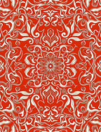 Crimson White Floral Mandala Lace Rug