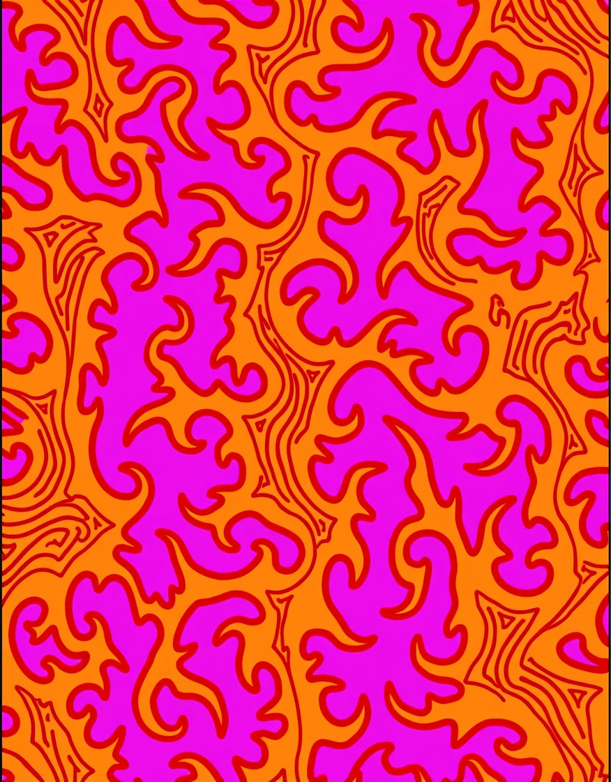 Vibrant Orange Pink Swirls Rug