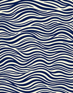 Navy Cream Wavy Stripes Rug
