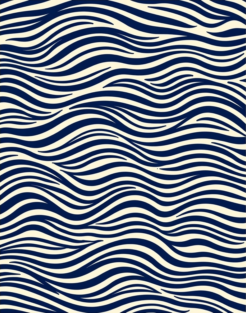 Navy Cream Wavy Stripes Rug