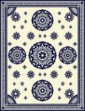 Navy Floral Radiating Burst Ivory Rug