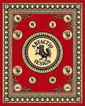 Rich Red Black Griffin Crest Rug