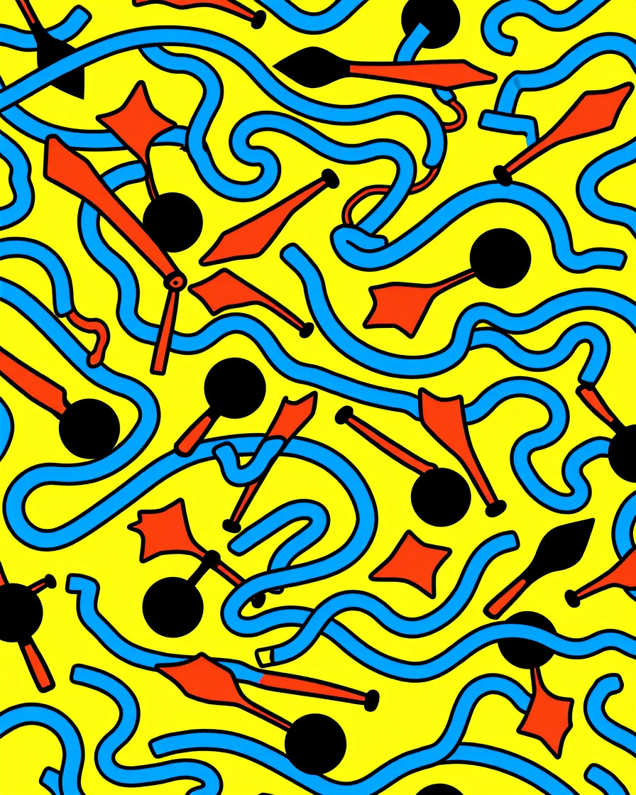 Yellow Blue Red Abstract Graphic Rug