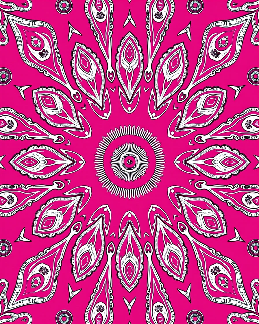 Vibrant Pink Intricate Floral Medallion Rug