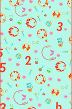 Playful Aqua Numeric Floral Rug
