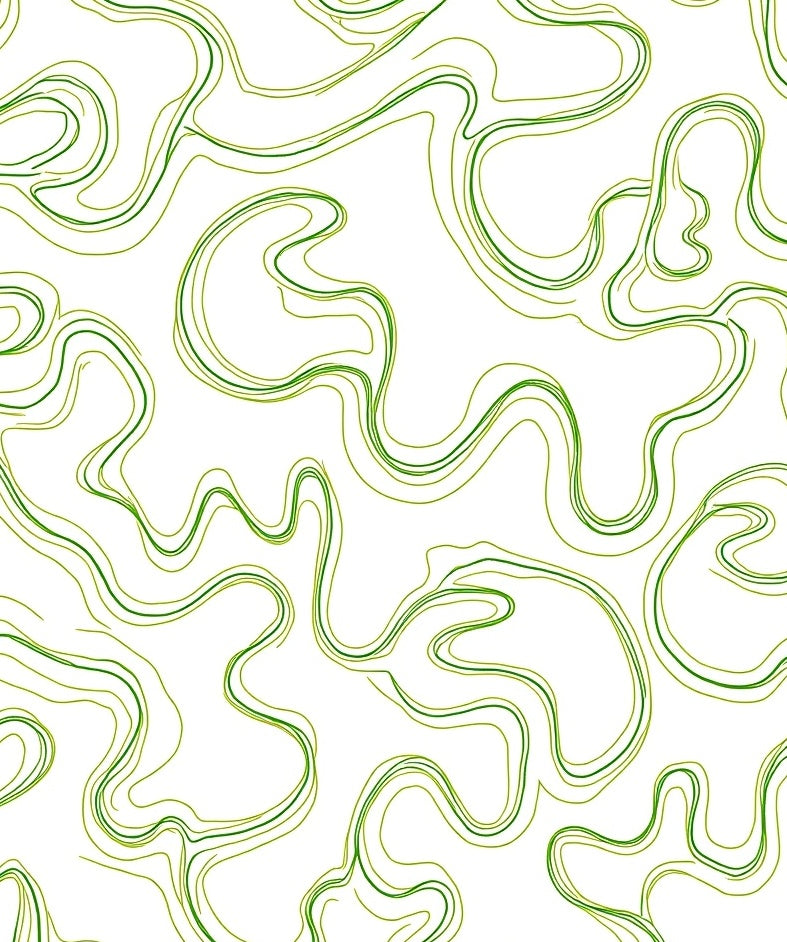 Fluid Green Swirl Abstract Rug