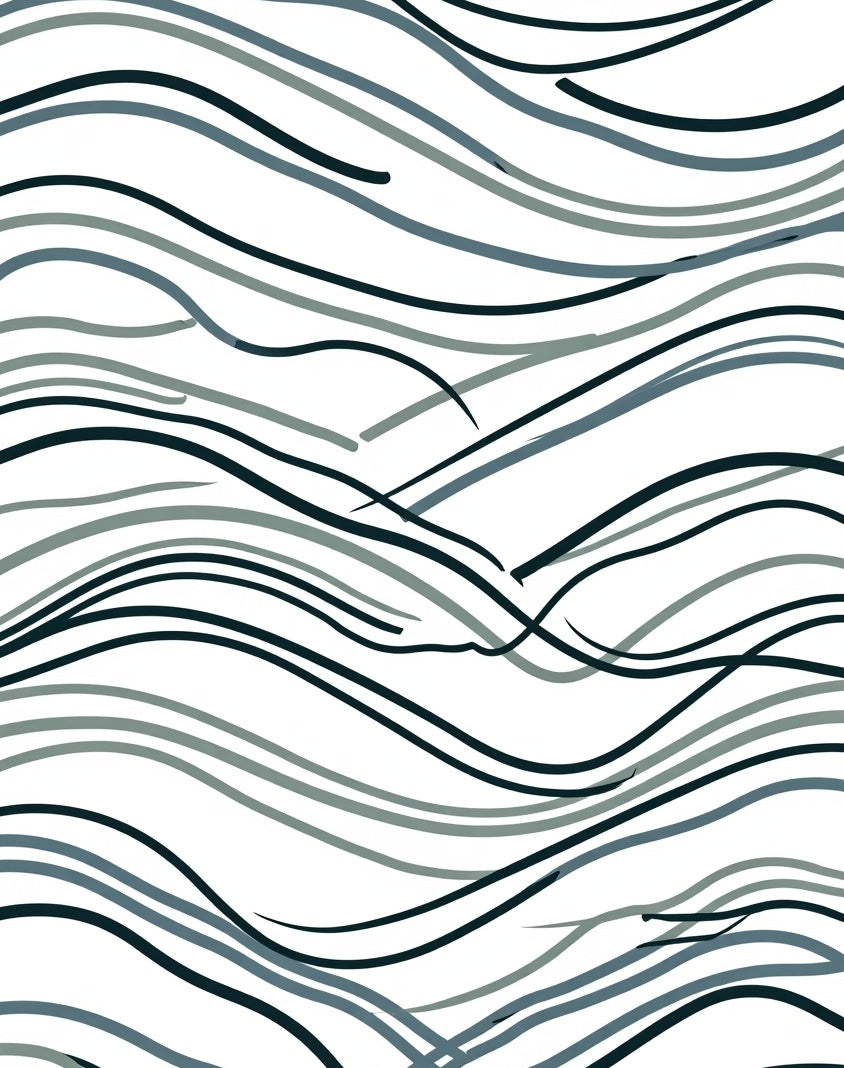 Deep Teal Abstract Wavy Lines Rug