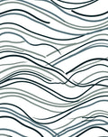 Deep Teal Abstract Wavy Lines Rug