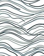 Deep Teal Abstract Wavy Lines Rug
