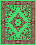 Emerald Green Ornate Scrollwork Medallion Rug